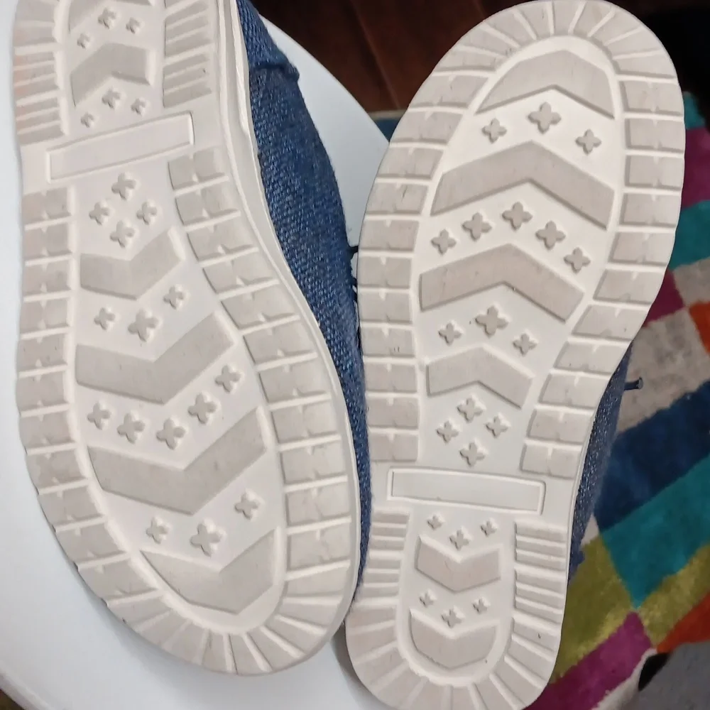 Blue Casual Slip-On Shoes with Denim Fabric and White Sole